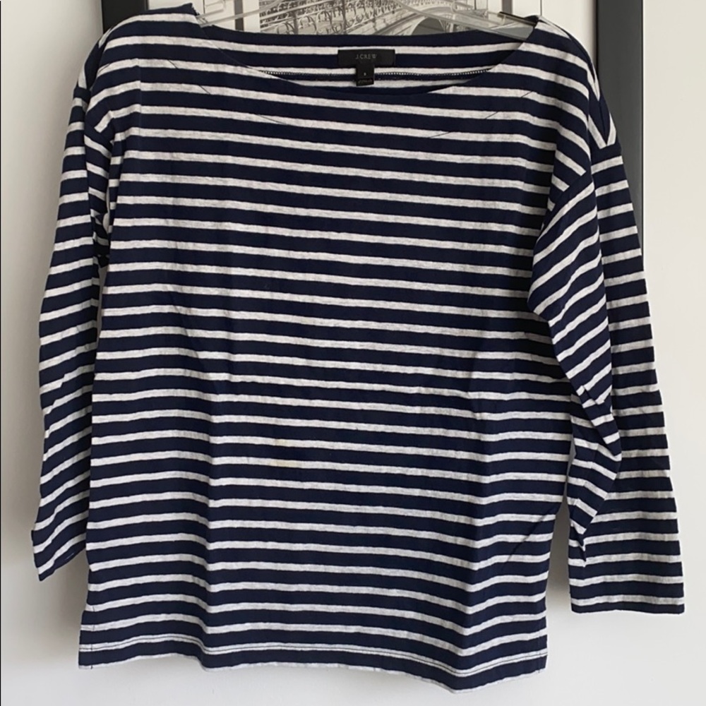 J. Crew,  boat neck, quarter-sleeve shirt.